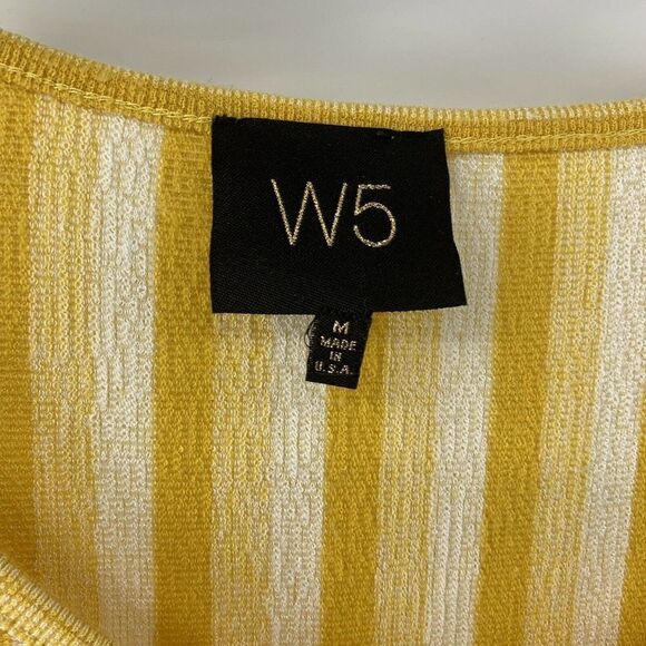 W5 Marigold Yellow Striped Tie Front Blouse Medium - Picture 5 of 6